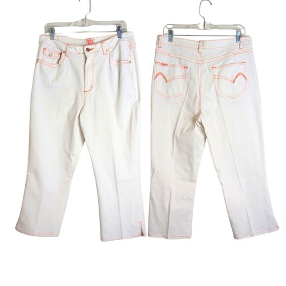 Y2K Crest Jeans White With Orange Stitching Size 15/ 16 - Picture 10 of 10